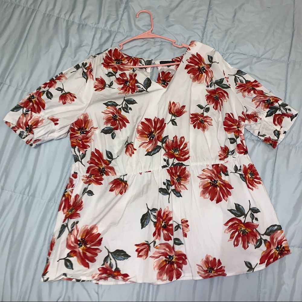 Belted V Neck Floral Top